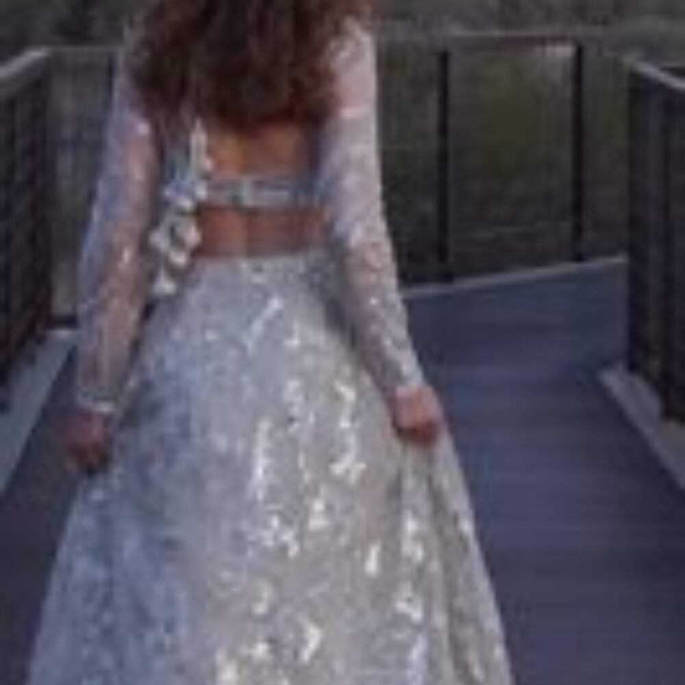 Designer Cream Embroidered Net Lehenga Set - image 4